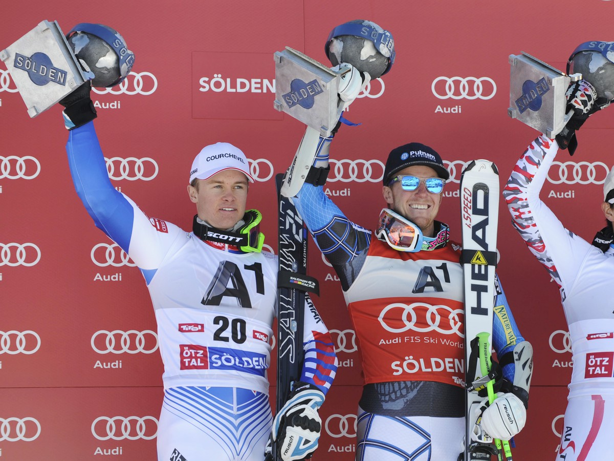 Alexis Pinturault, Ted Ligety a Philipp Schoerghofer