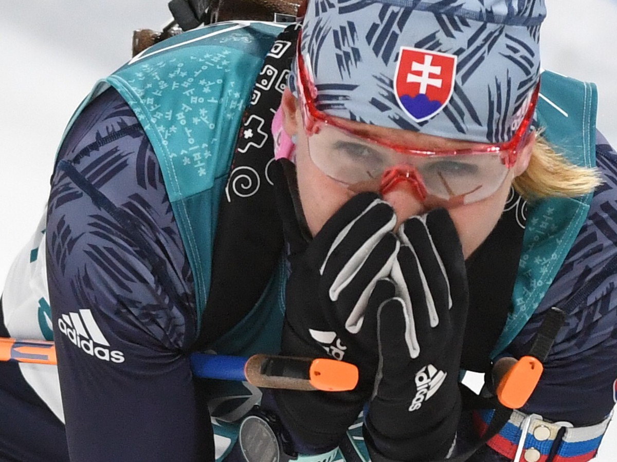 Slovenská biatlonistka Anastasia Kuzminová počas XXIII. zimných olympijských hier v juhokórejskom Pjongčangu
