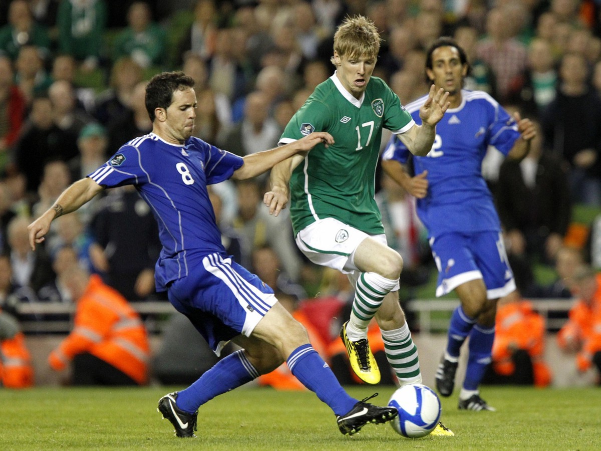 Hráči Andorry v zápase s Írskom