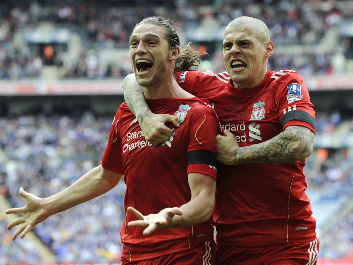 Andy Carroll a Martin Škrtel po rozhodujúcom góle