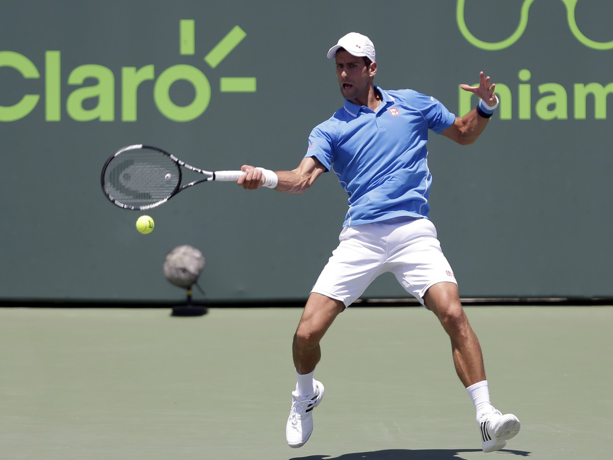 Novak Djokovič počas finálového súboja v Miami