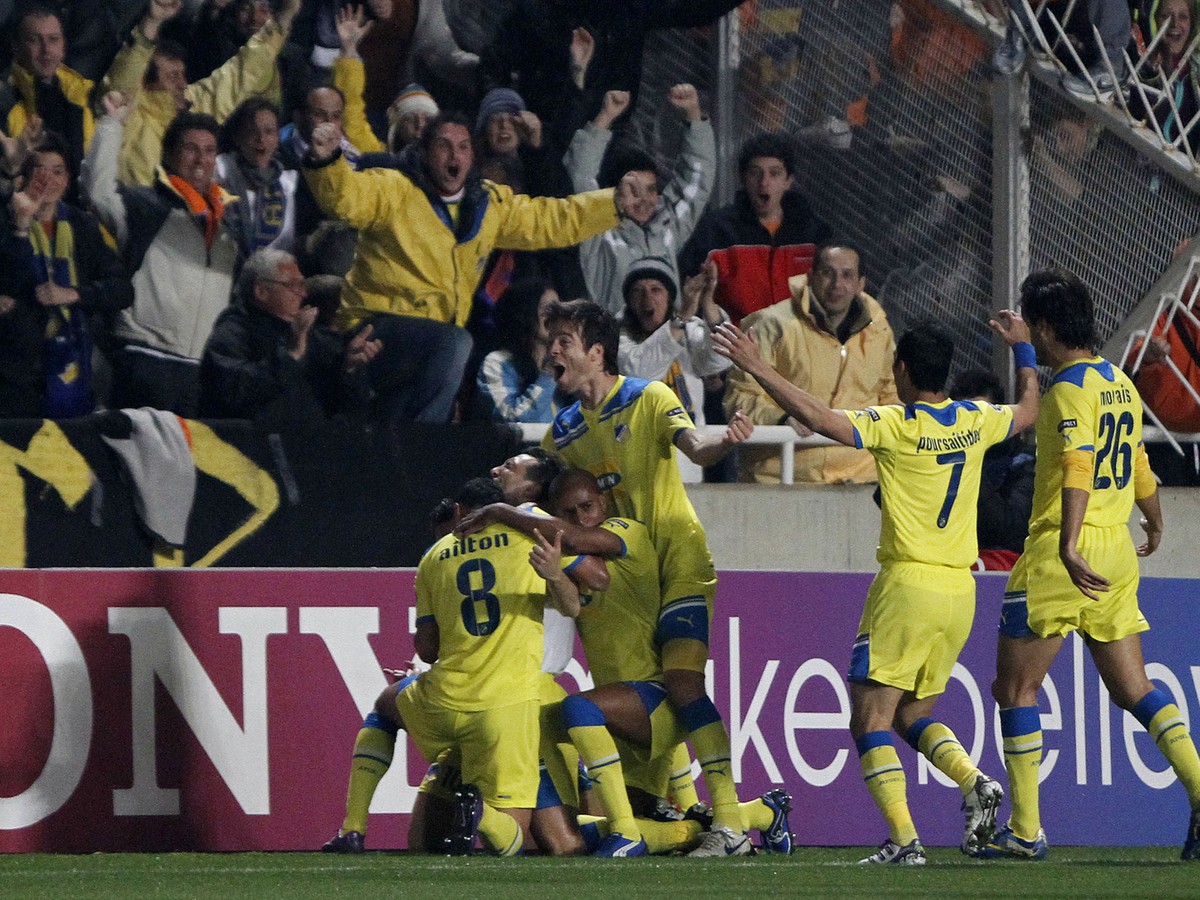 Oslavy po góle Apoelu