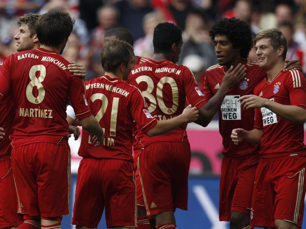 Víťazné oslavy futbalistov Bayernu Mníchov