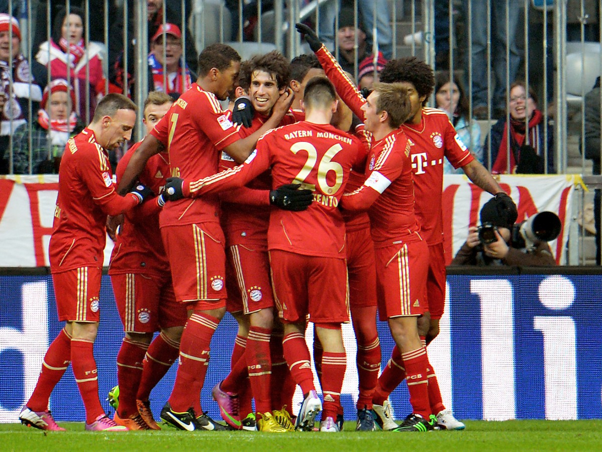 Hráči Bayernu Mníchov sa tešia z gólu