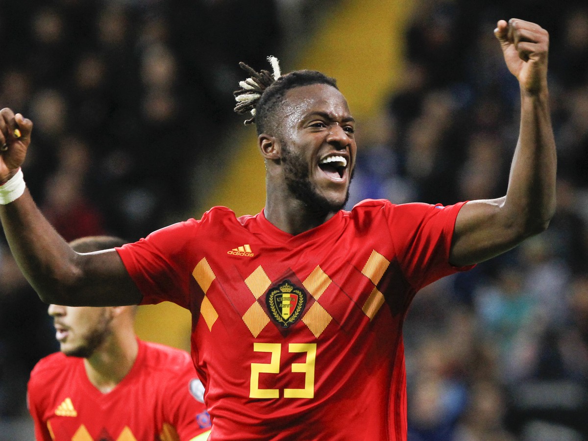 Michy Batshuayi oslavuje gól v drese Belgicka