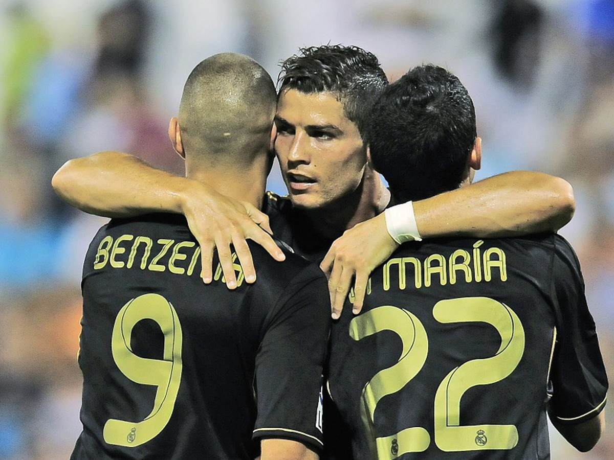 Benzema a Di María s Cristianom Ronaldom