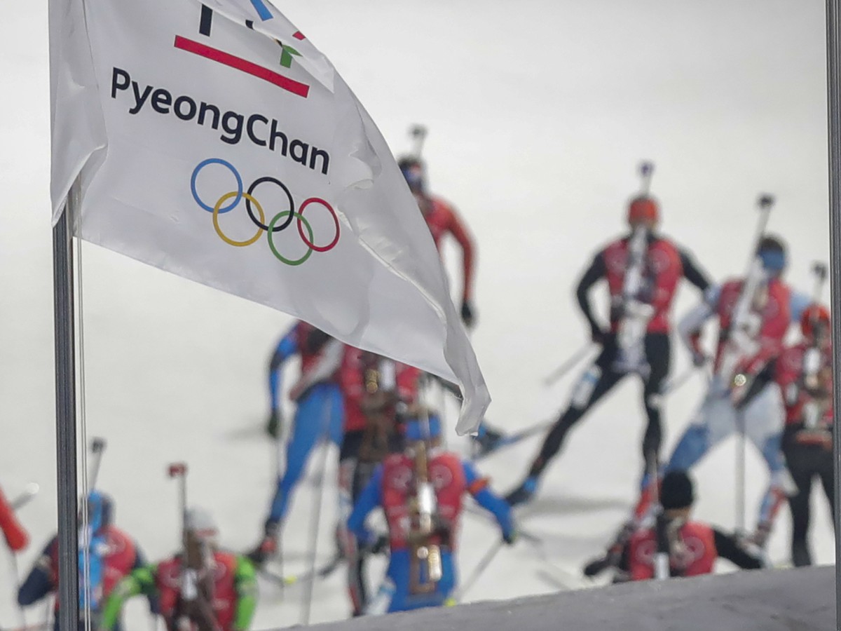 Na snímke olympijskí biatlonisti v Pjongčangu