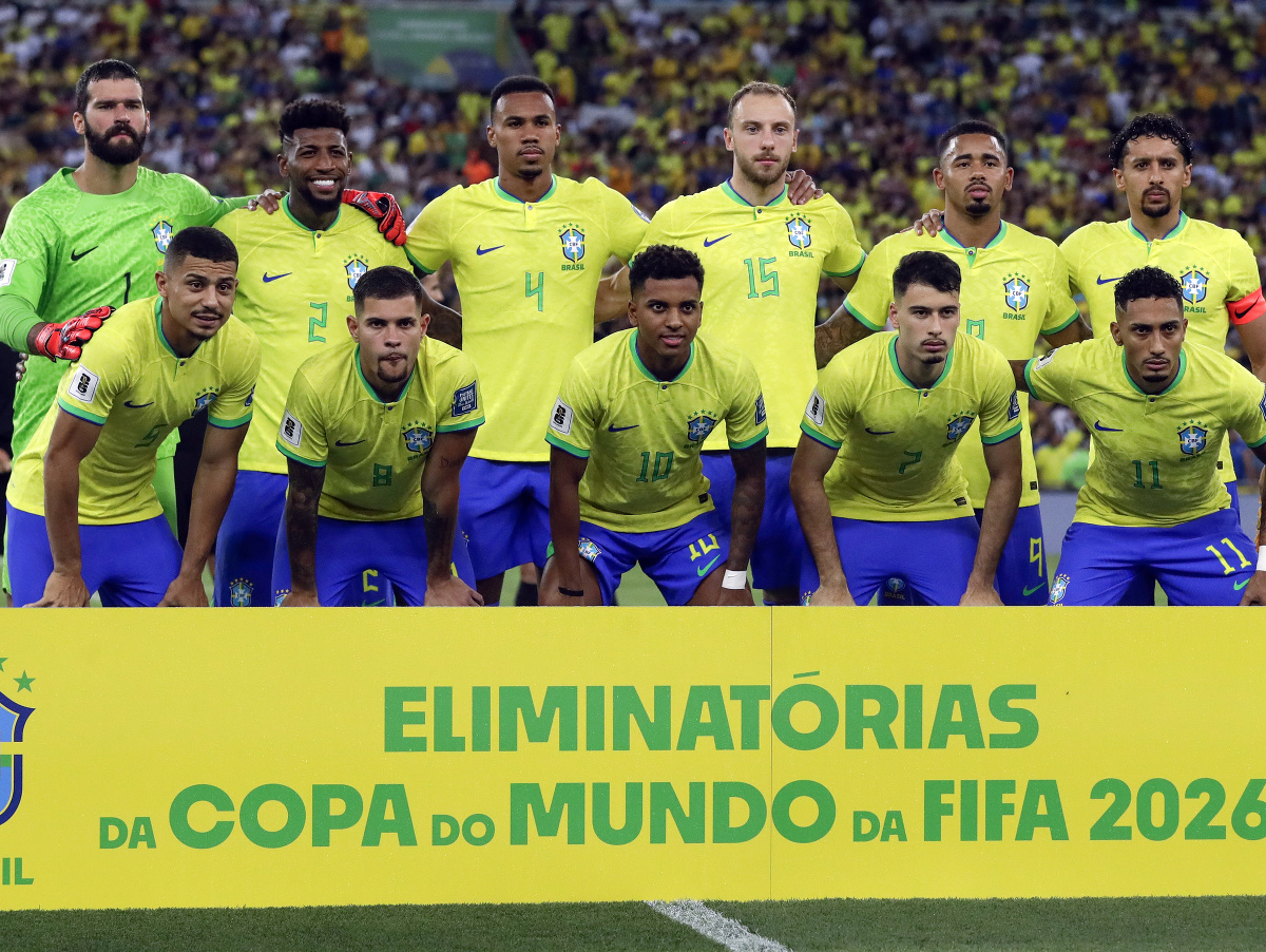 Brazílčania sa fotia pred zápasom