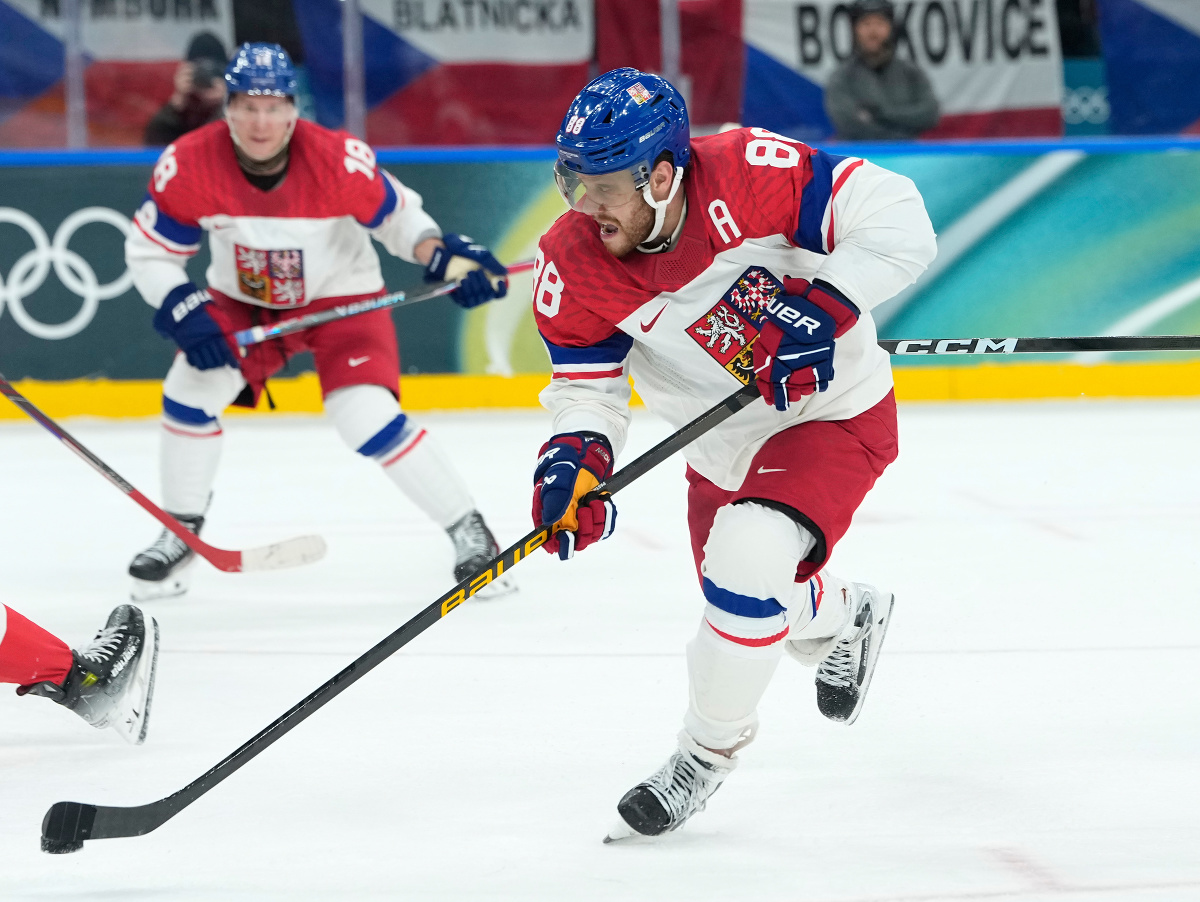 Český hokejový reprezentant David Pastrňák