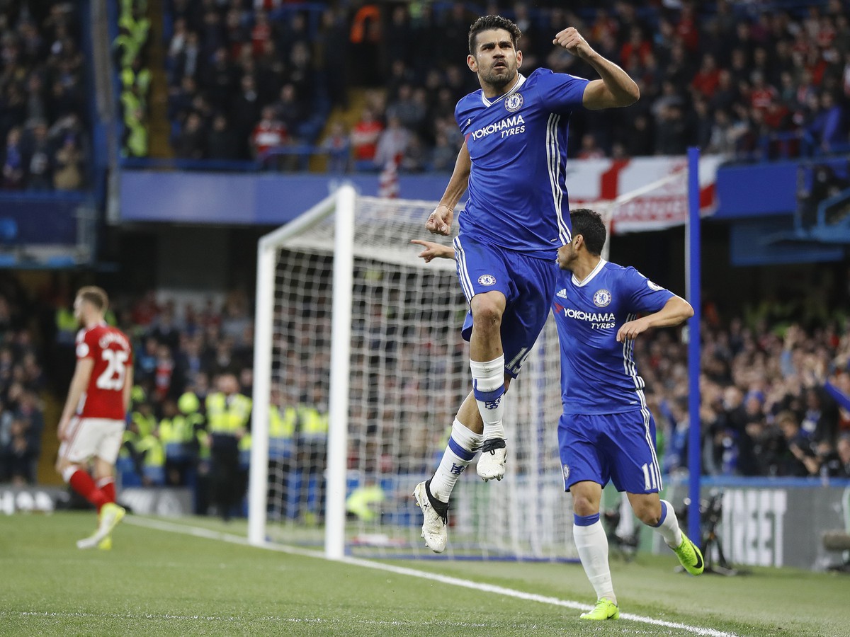 Diego Costa oslavuje gól 