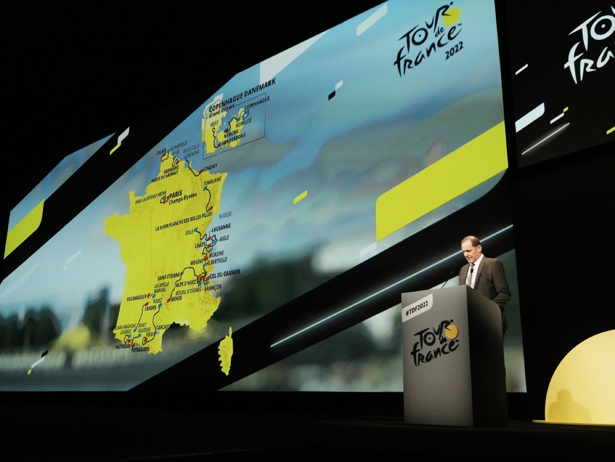 Na snímke riaditeľ  prestížnych cyklistických pretekov Tour de France Christian Prudhomme počas prezentácier nového ročníka 2022