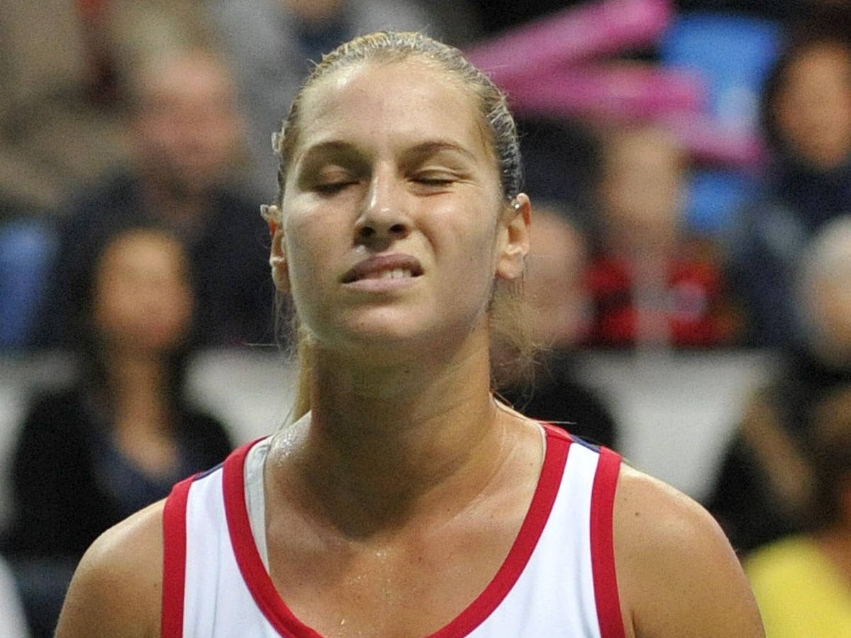 Dominika Cibulková v zápase proti Nemke Kerberovej