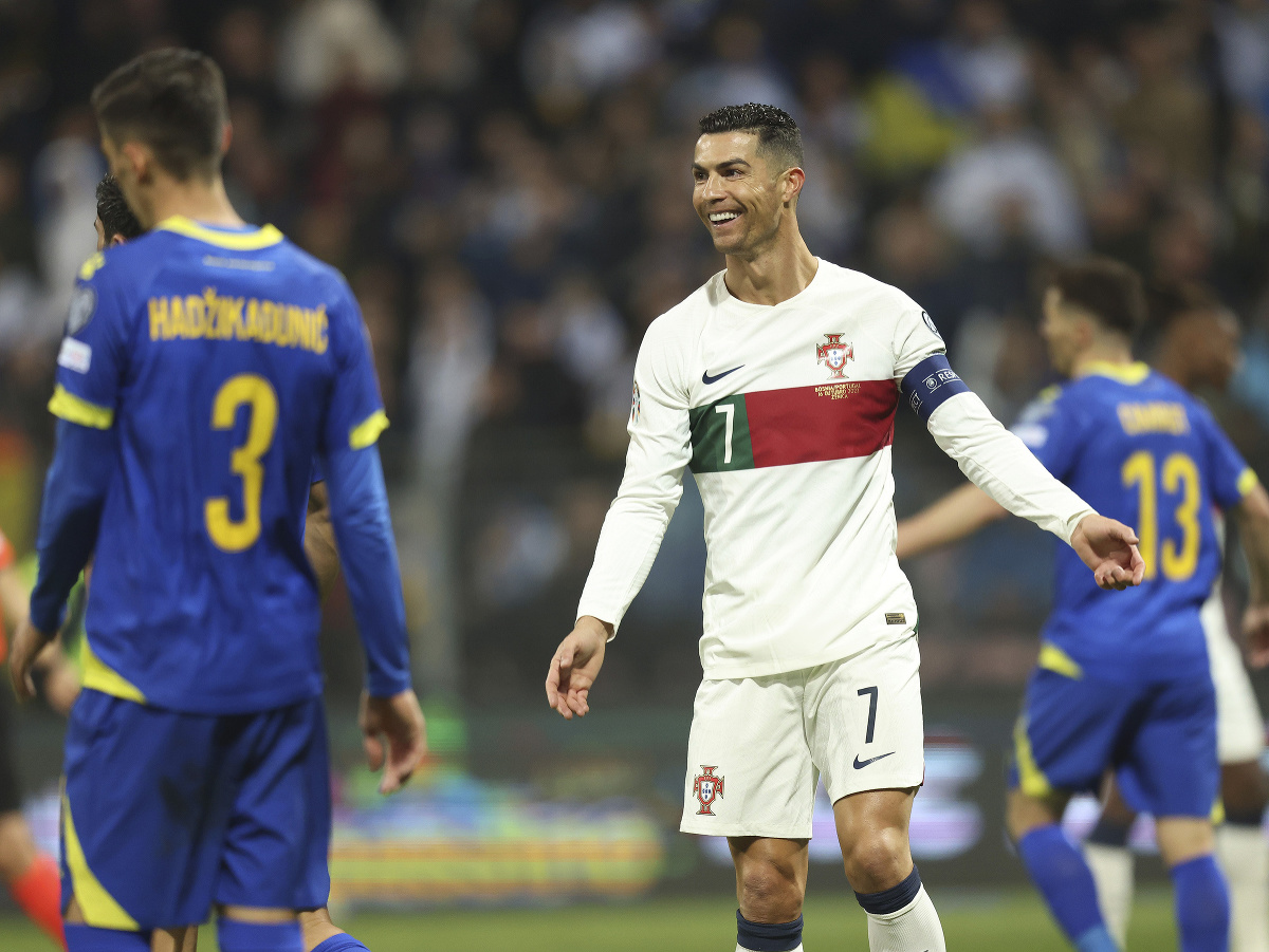 Na snímke portugalský hráč Cristiano Ronaldo v zápase J-skupiny kvalifikácie ME 2024 vo futbale Bosna a Hercegovina - Portugalsko v pondelok 16. októbra 2023