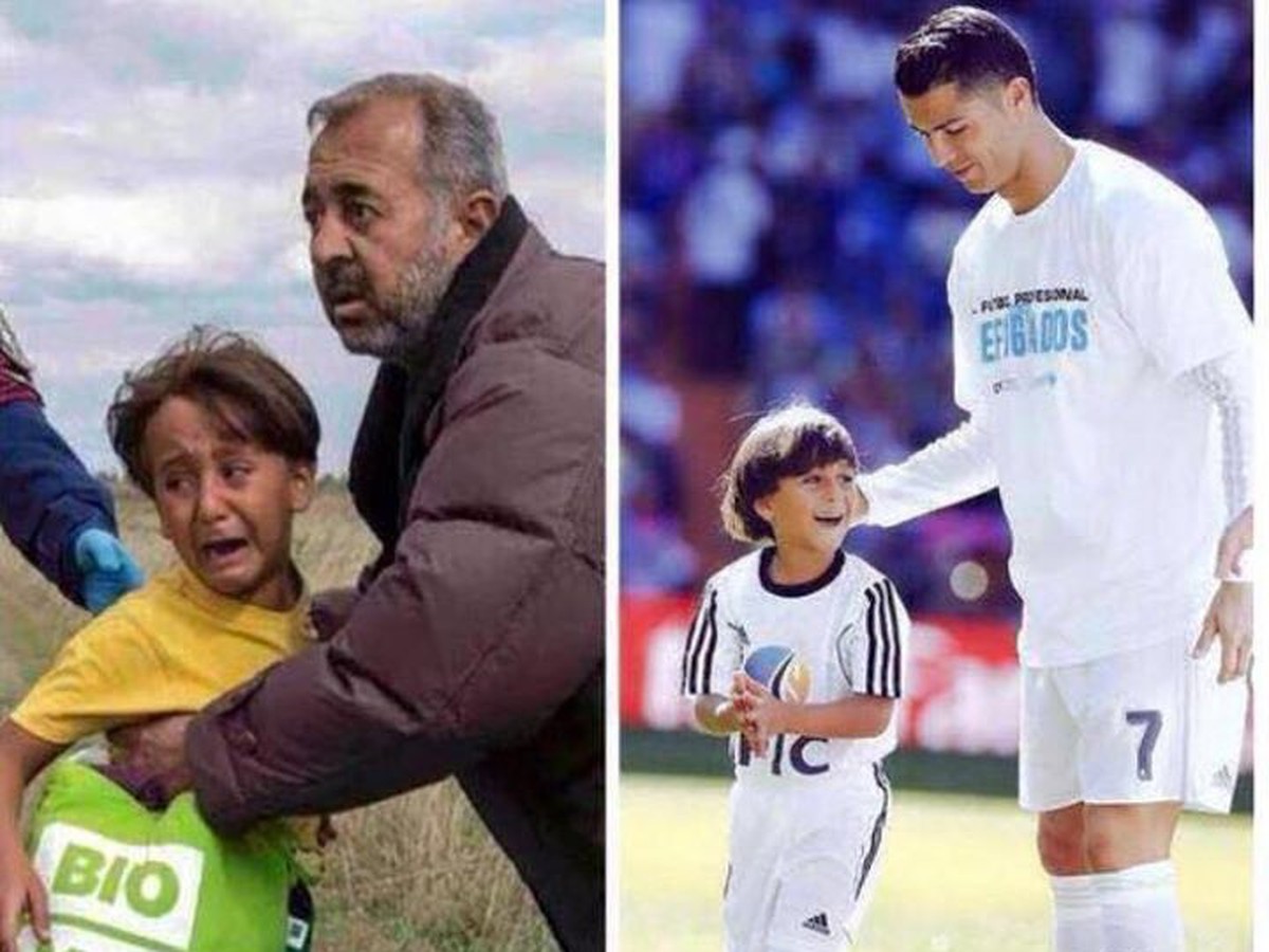 Cristiano Ronaldo vkráčal na trávnik s chlapcom utečencom