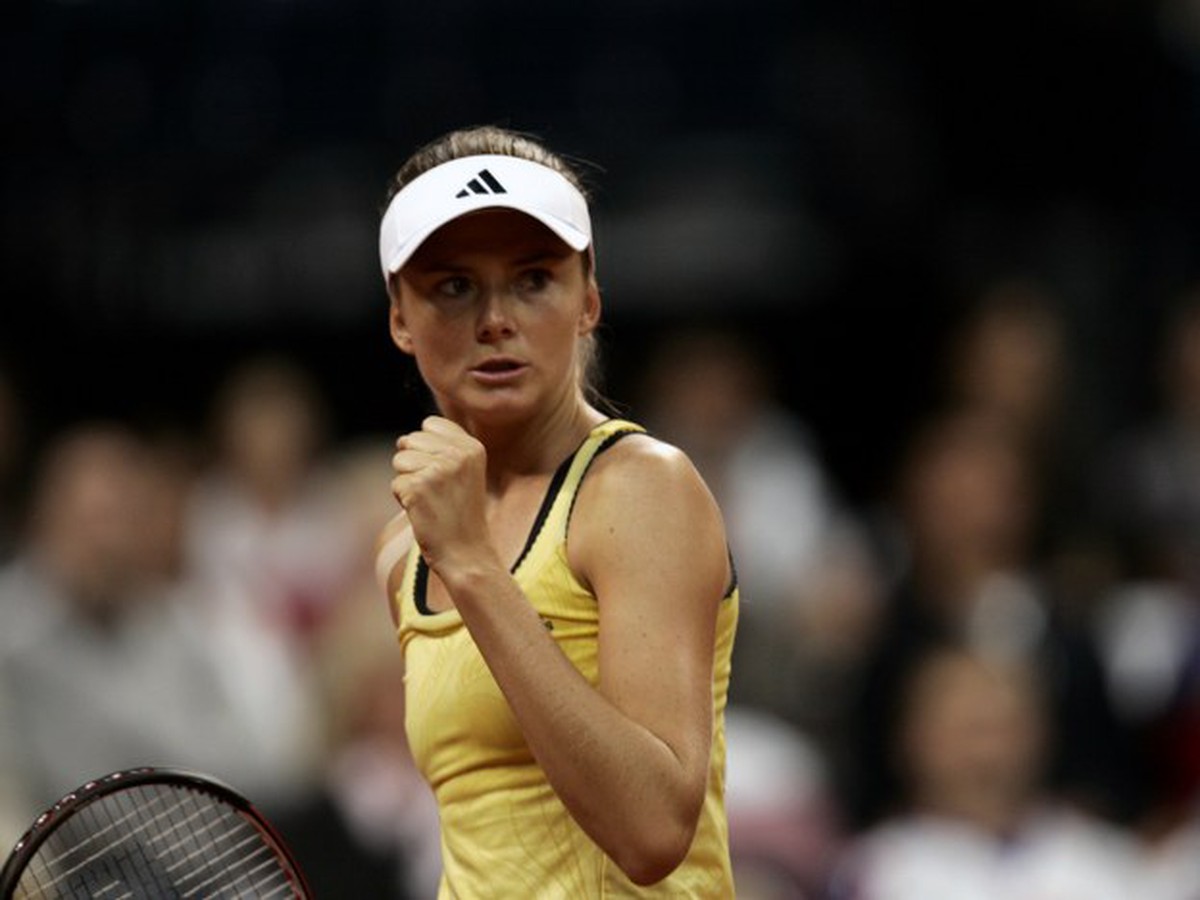 Slovenská tenistka Daniela Hantuchová počas barážového stretnutia proti Srbke Jelene Jankovičovej 