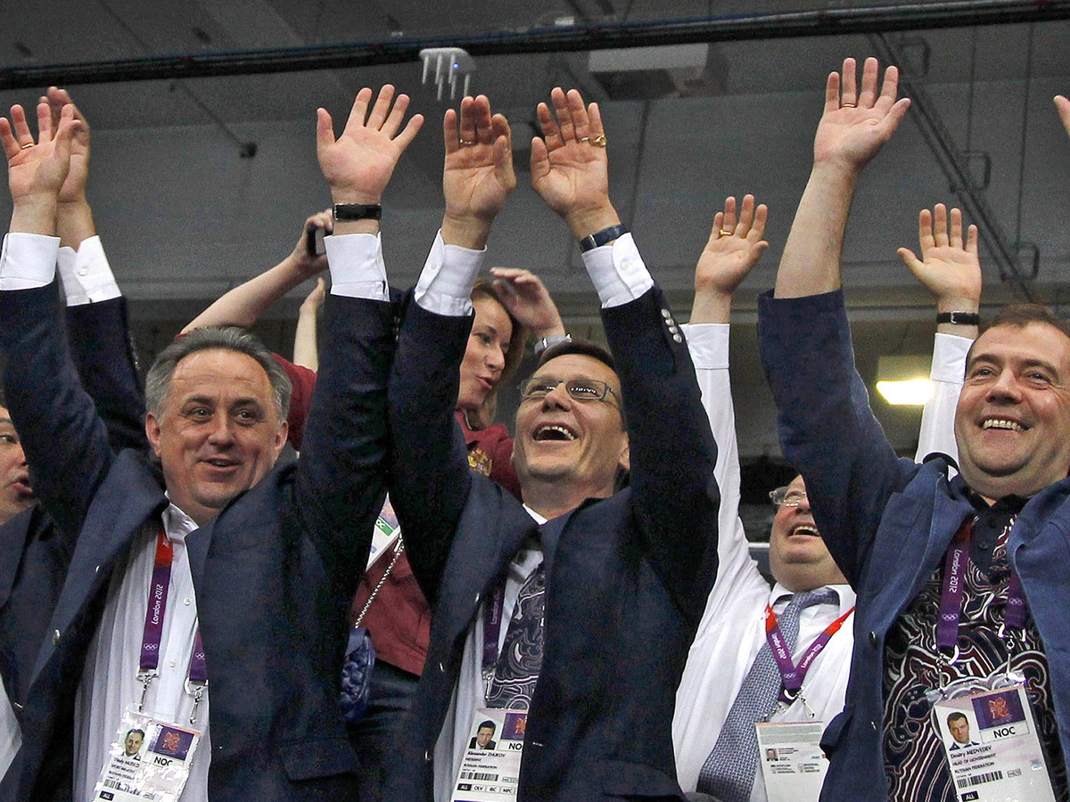 Vitalij Mutko, Alexander Žukov a Dmitrij Medvedev