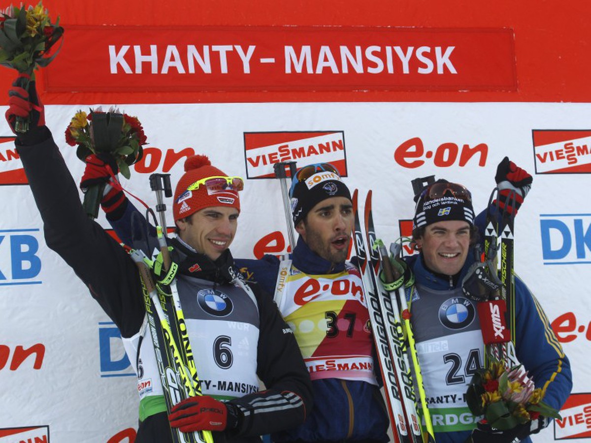Emil Hegle Svendsen, Martin Fourcade a Andreas Birnbacher