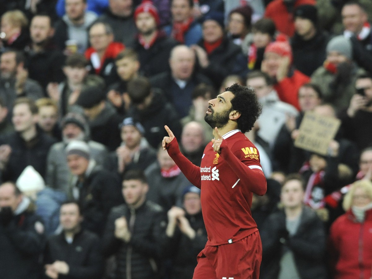 Mohamed Salah sa teší zo zásahu do siete Tottenhamu