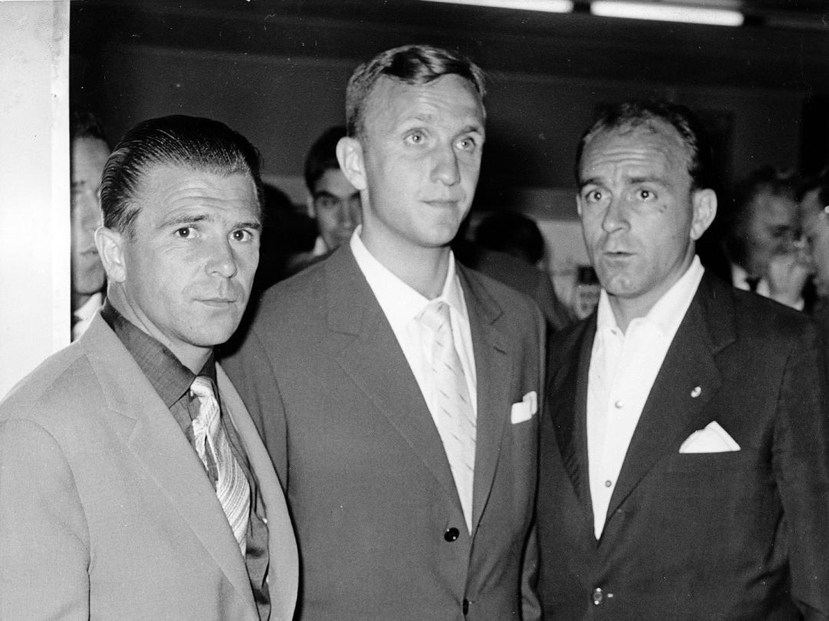Ferenc Puskás, Jose Santamaria a Alfredo Di Stefano na fotografii z roku 1960