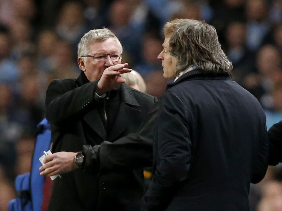 Alex Ferguson v hádke s Robertom Mancinim