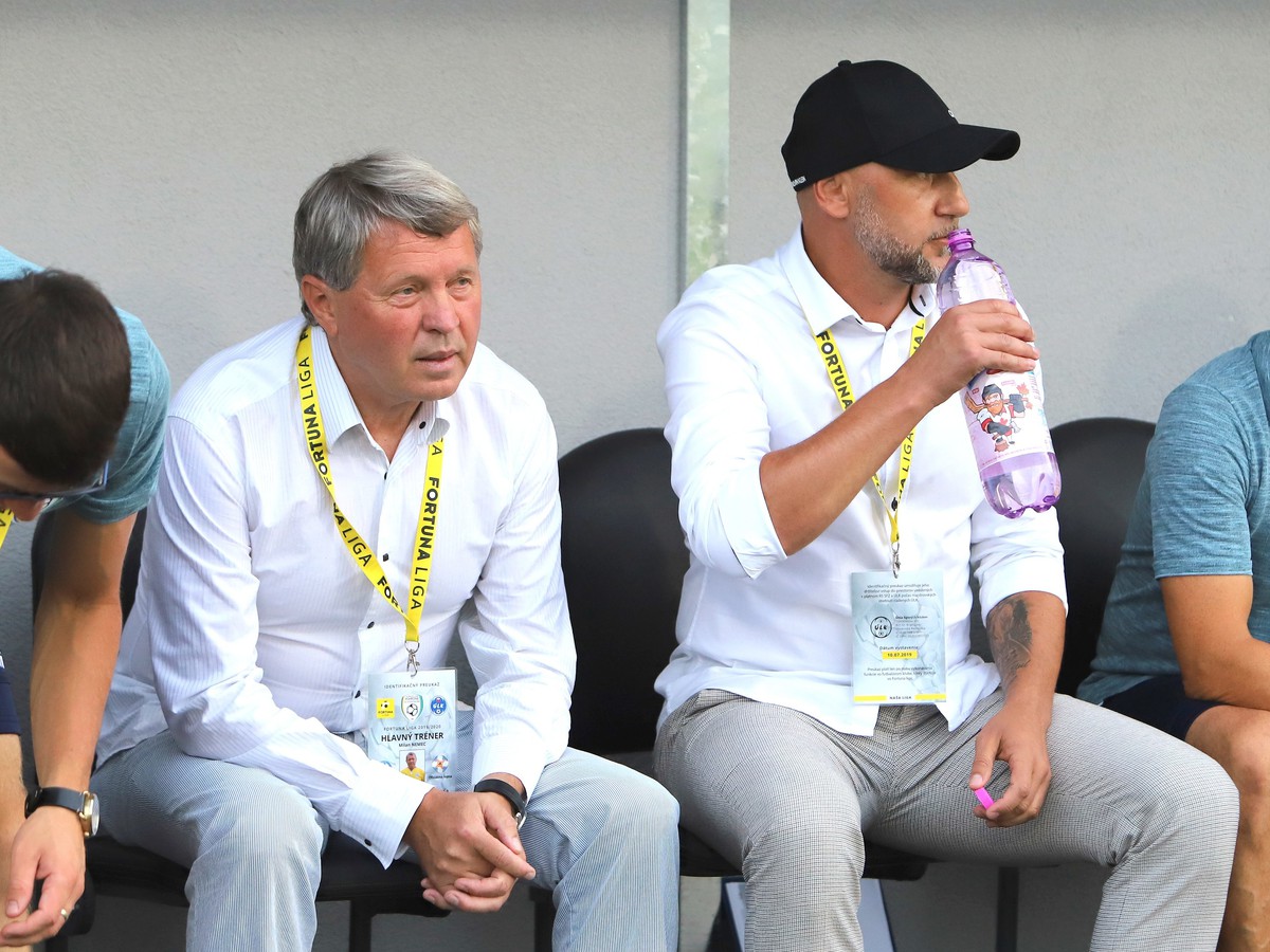 Tréneri FK Pohronie zľava Milan Nemec a Rastislav Urgela 