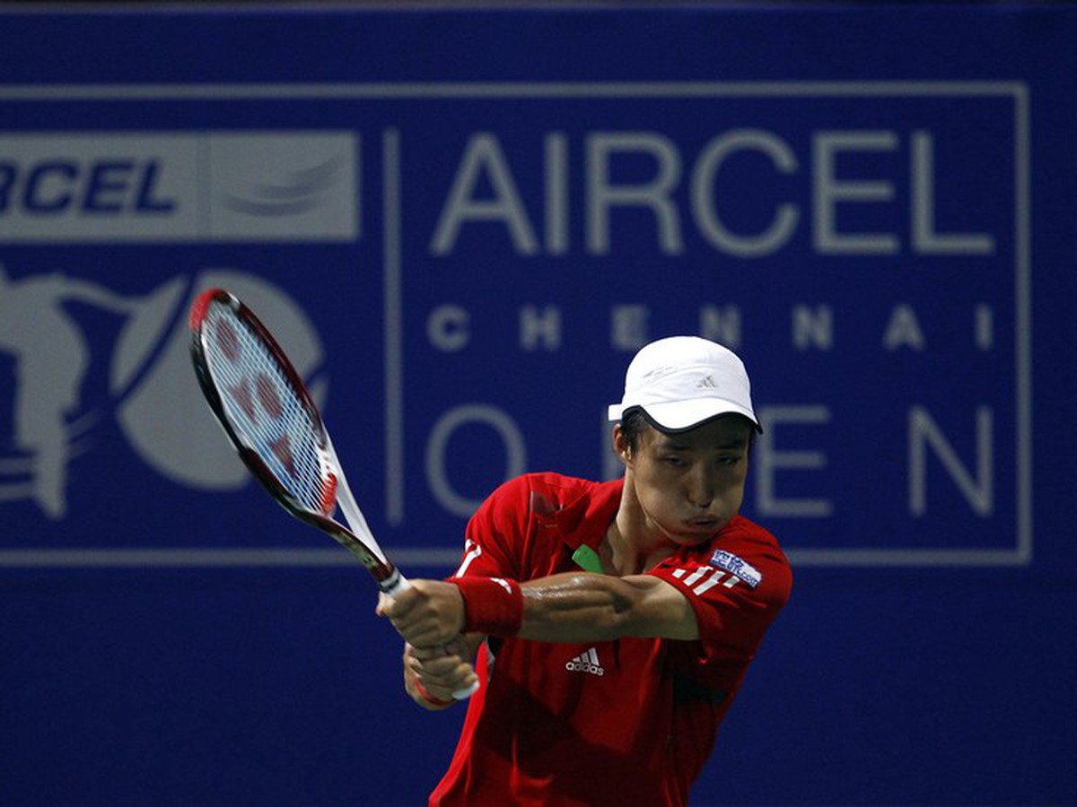 Japonský tenista Go Soeda na tohtoročnom podujatí v indickom Čenai