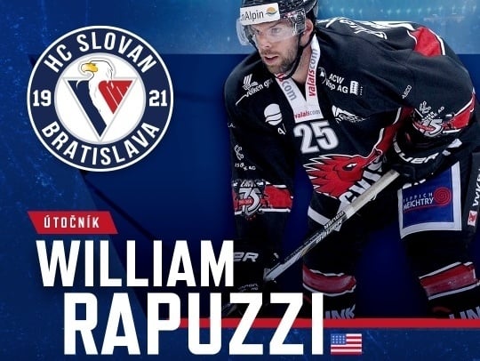  William Rapuzzi je novou posilou HC Slovan Bratislava