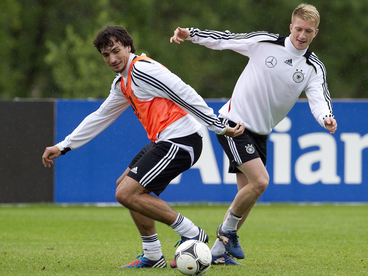 Mats Hummels pri tréningu na nadchádzajúce Euro 2012