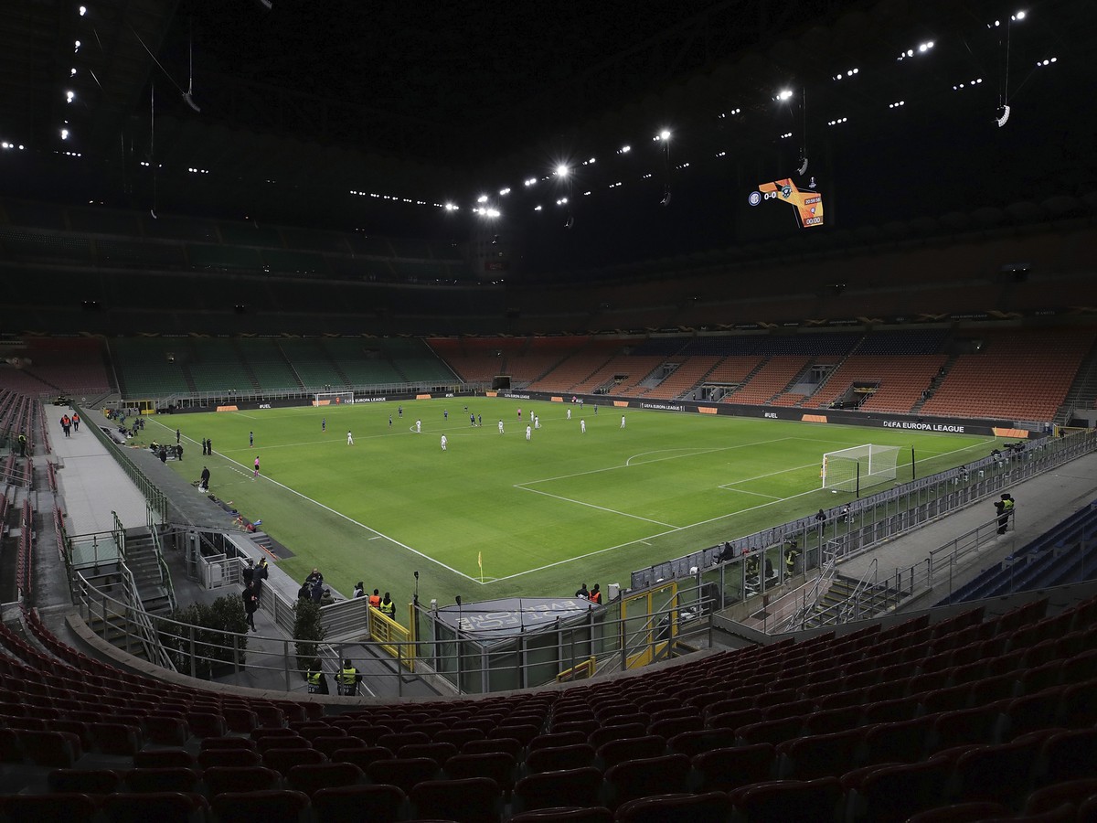 Prázdny futbalový stánok Interu Miláno