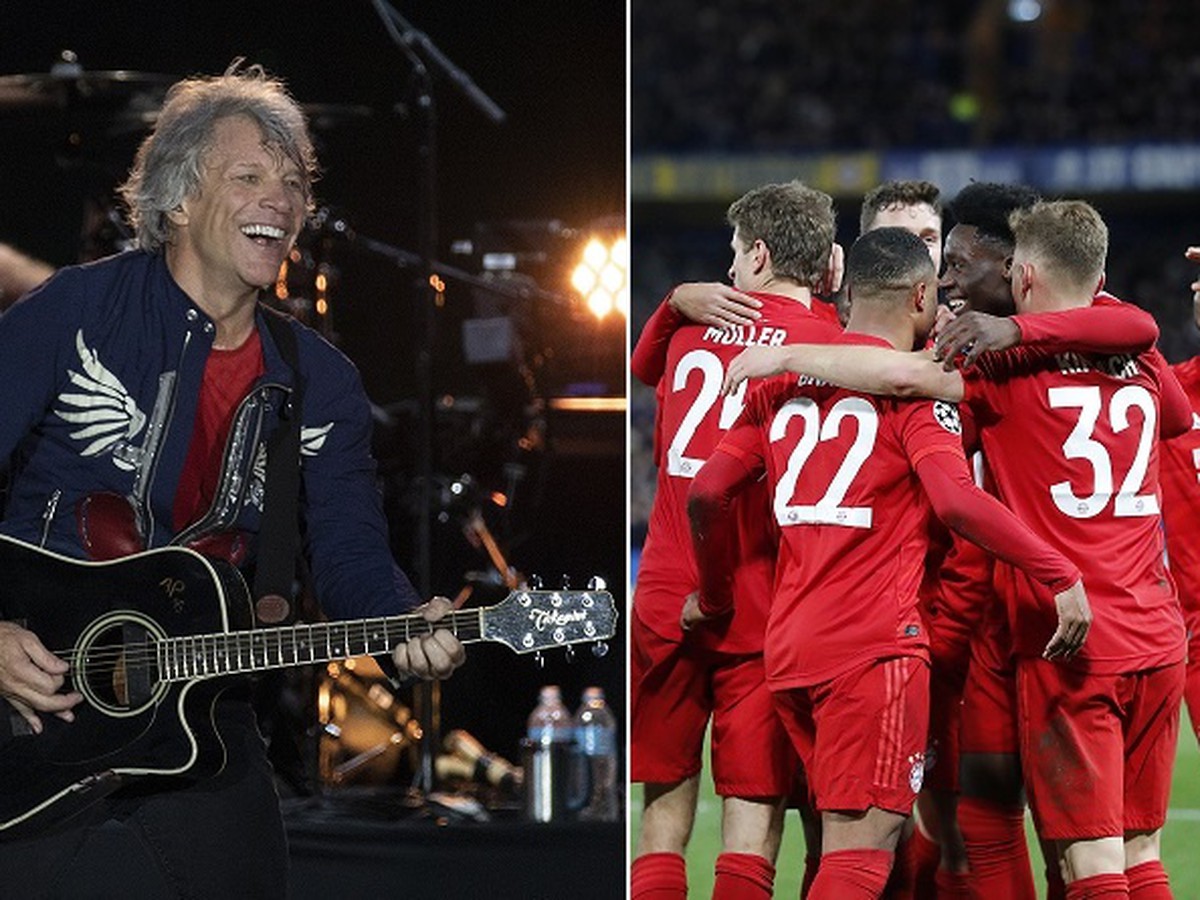 Jon Bon Jovi a hráči Bayernu Mníchov