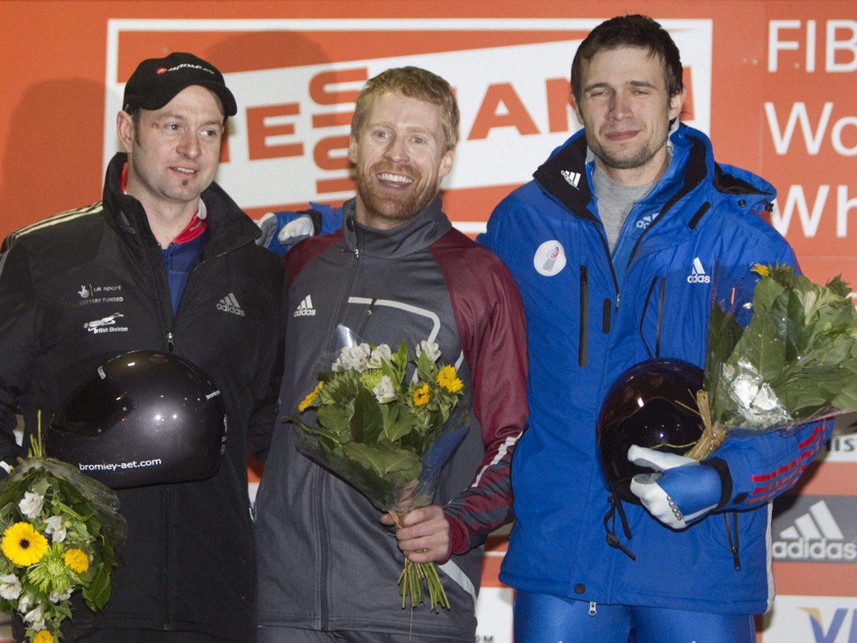Kristan Bromley, Jon Montgomery a Alexander  Treťjakov