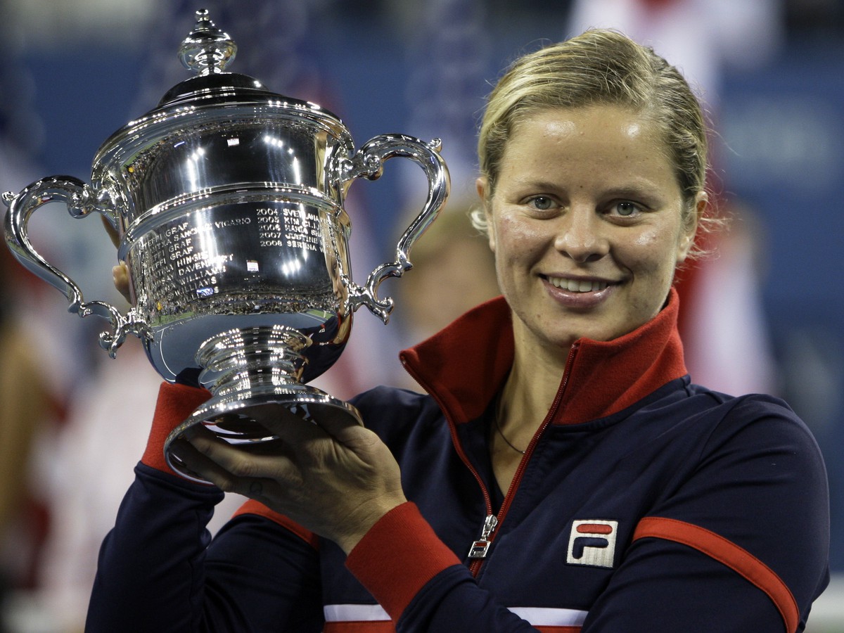 Kim Clijstersová s trofejou pre víťazku US Open 