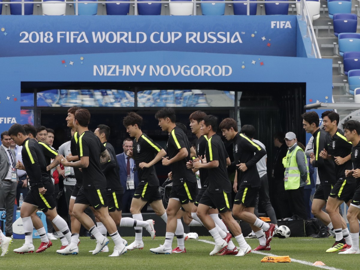 Tréning futbalovej reprezentácie Kórejskej republiky