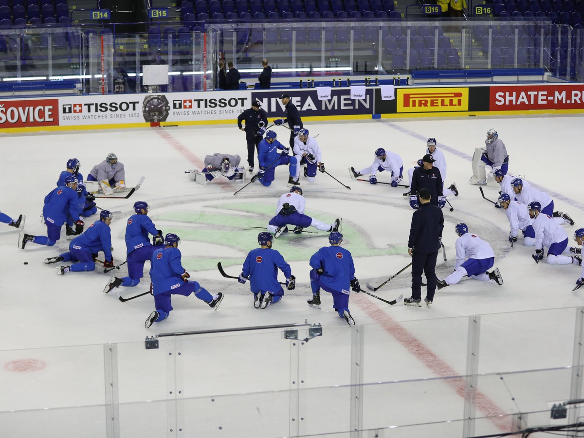 Atmosféra počas posledného tréningu slovenskej hokejovej reprezentácie pred začiatkom 83. majstrovstiev sveta (MS) 2019 v ľadovom hokeji