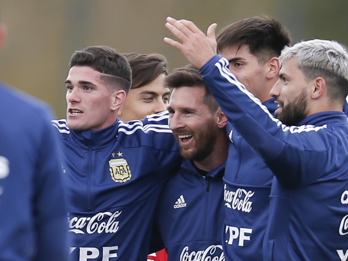 Lionel Messi na tréningu Argentíny
