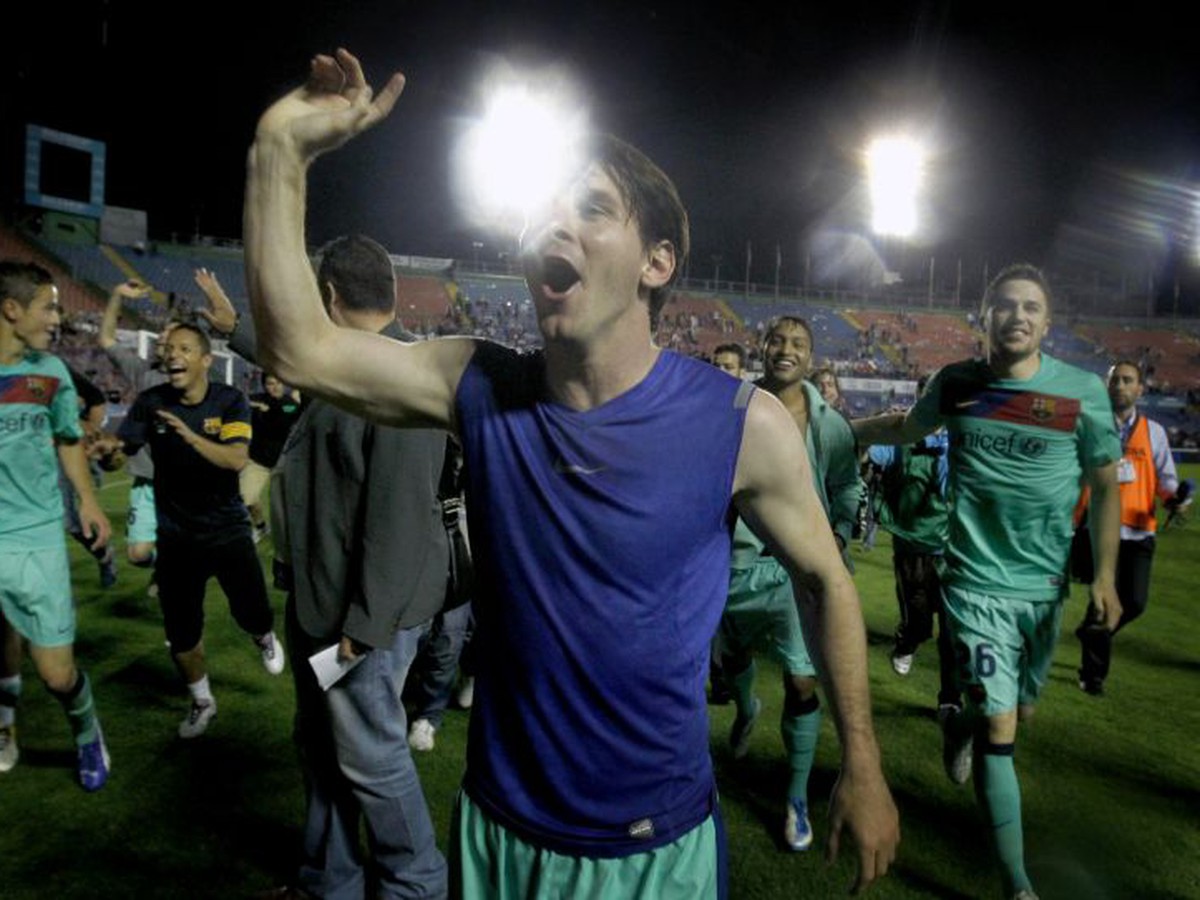 Lionel Messi pri oslavách titulu