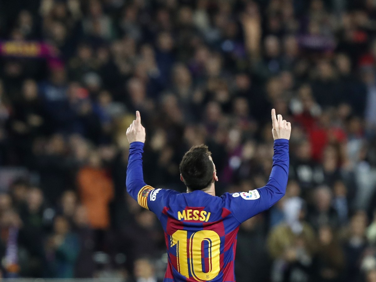 Lionel Messi oslavuje hetrik 