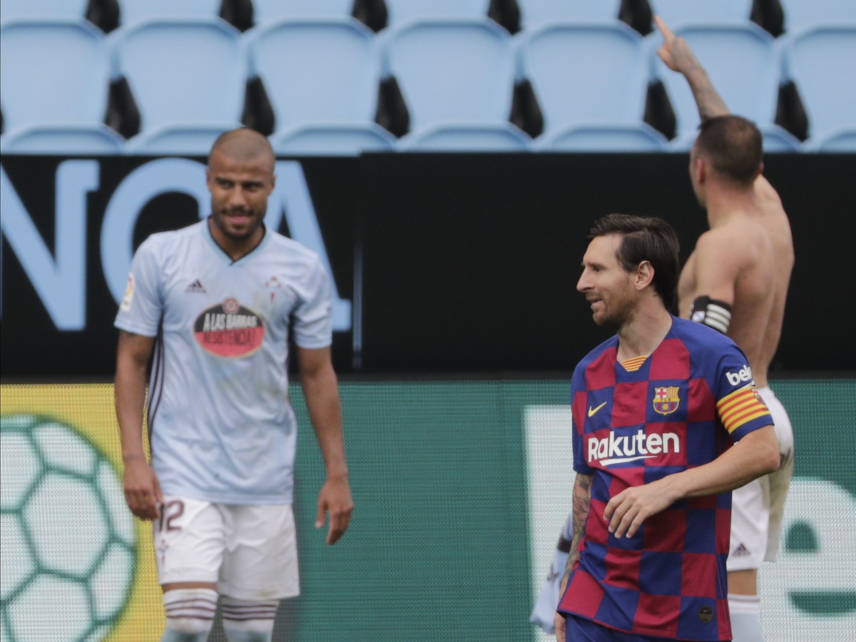 Frustrovaný Lionel Messi a oslavujúci Iago Aspas