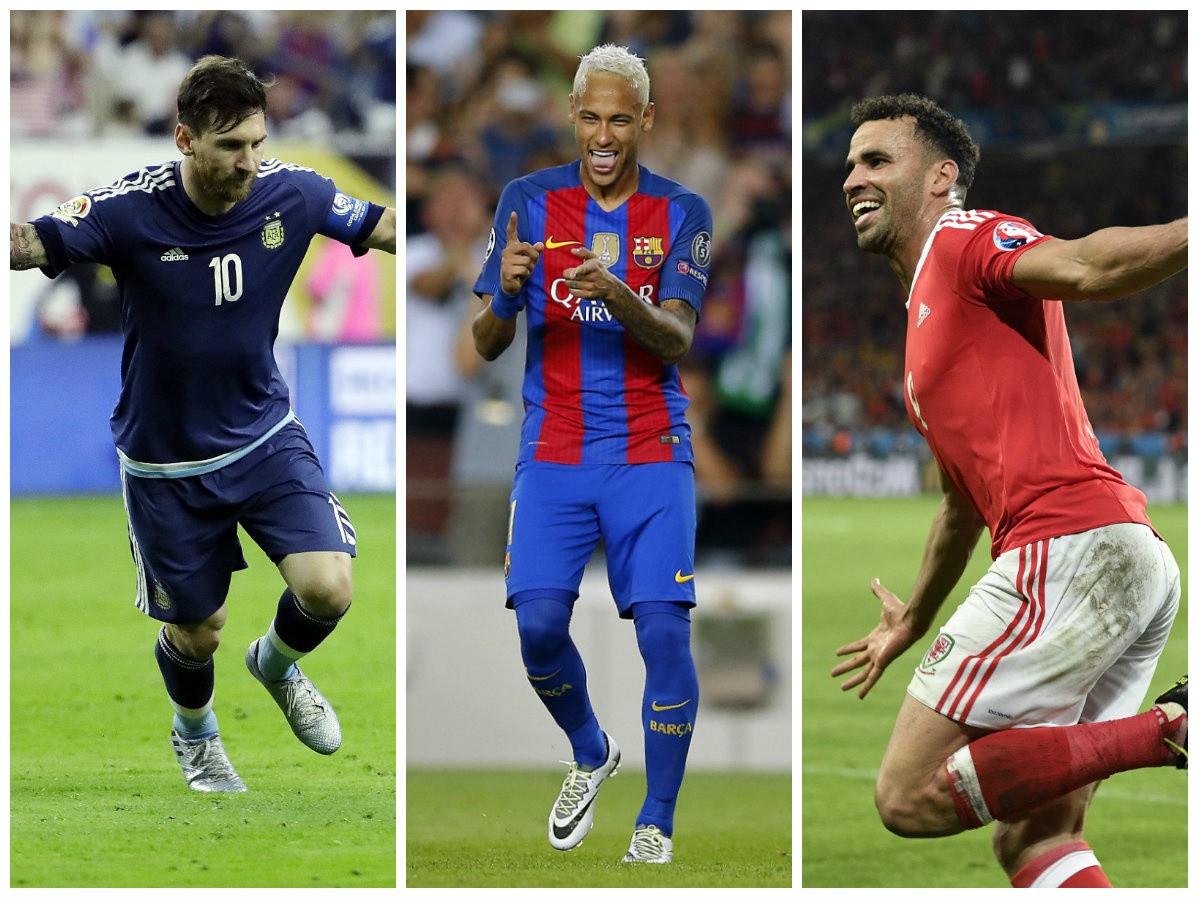 Lionel Messi, Neymar a Hal Robson-Kanu