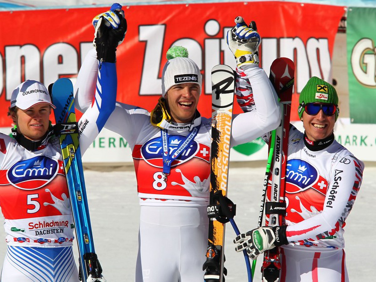 Alexis Pinturault, Christof Innerhofer a Marcel Hirscher