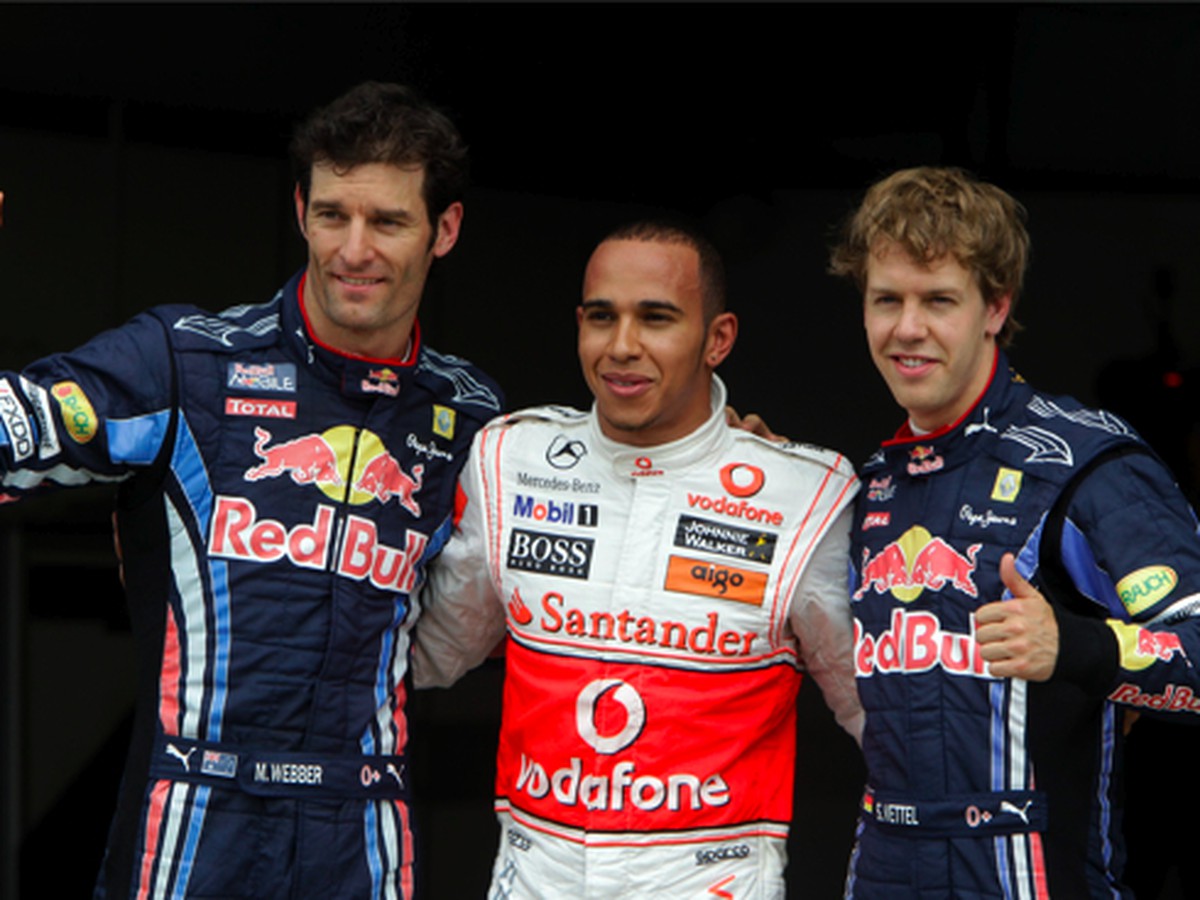 Mark Webber, Lewis Hamilton a Sebastian Vettel