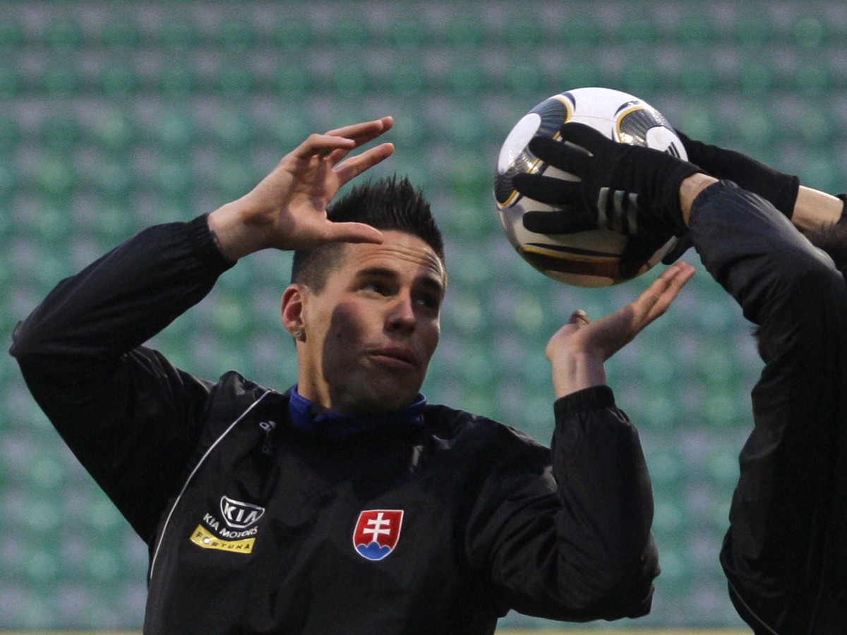 Martin Petráš na tréningu s Marekom Hamšíkom