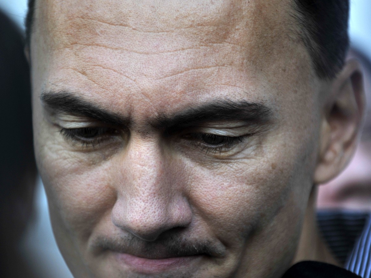 Bývalý hokejový reprezentant Miroslav Šatan počas krátkeho brífingu k aktuálnej situácii v slovenskom hokeji.