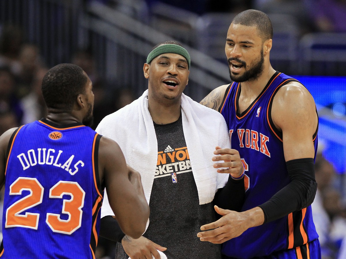 Hráči New York Knicks v súboji s Orlandom Magics
