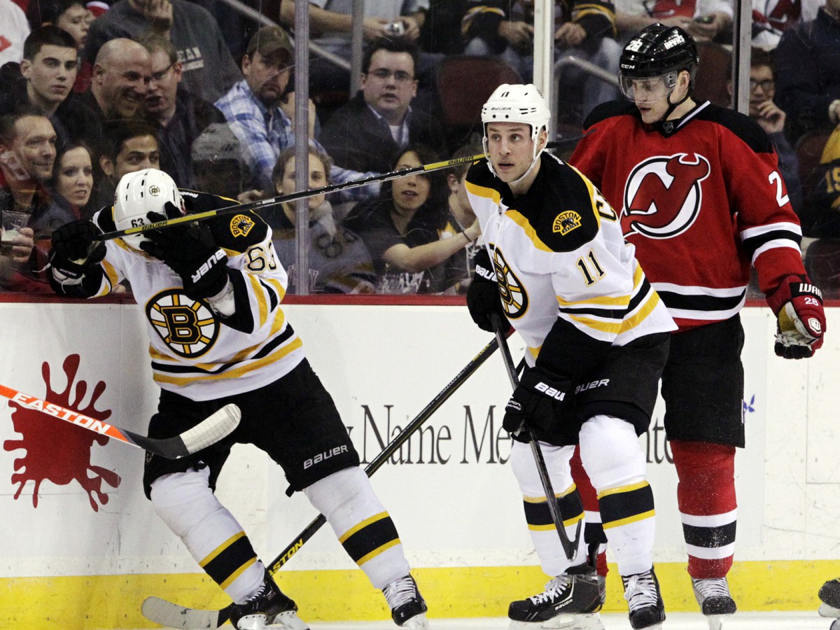 Brad Marchand po zákroku Antona Volčenkova