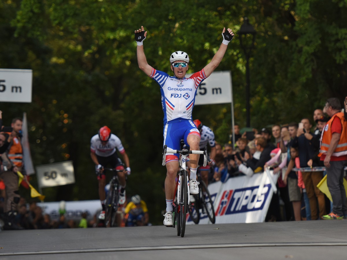 Na snímke francúzsky cyklista Arnaud Démare triumfoval v 3. etape 63. ročníka cyklistických pretekov Okolo Slovenska.