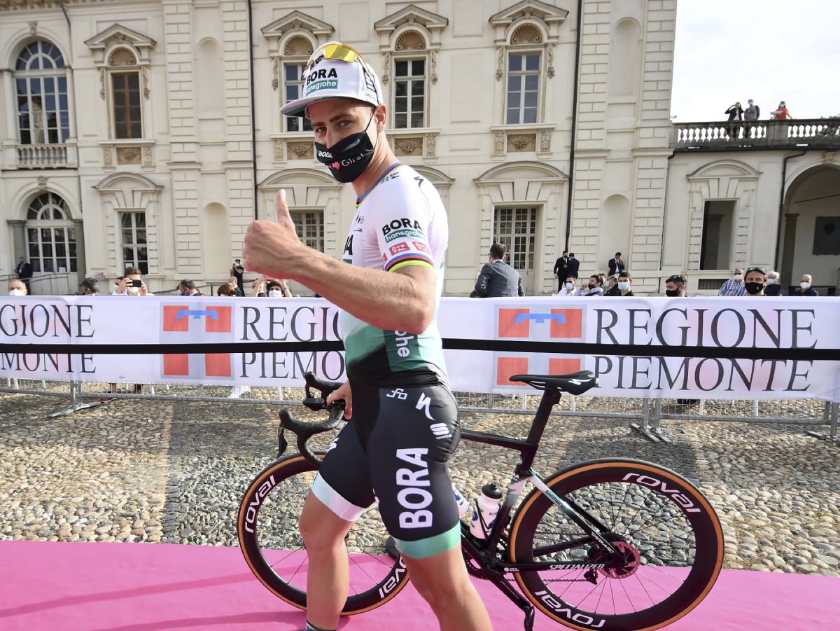 Slovenský cyklista Peter Sagan z tímu Bora-Hansgrohe počas prezentácie pred začiatkom etapových pretekov Giro d'Italia