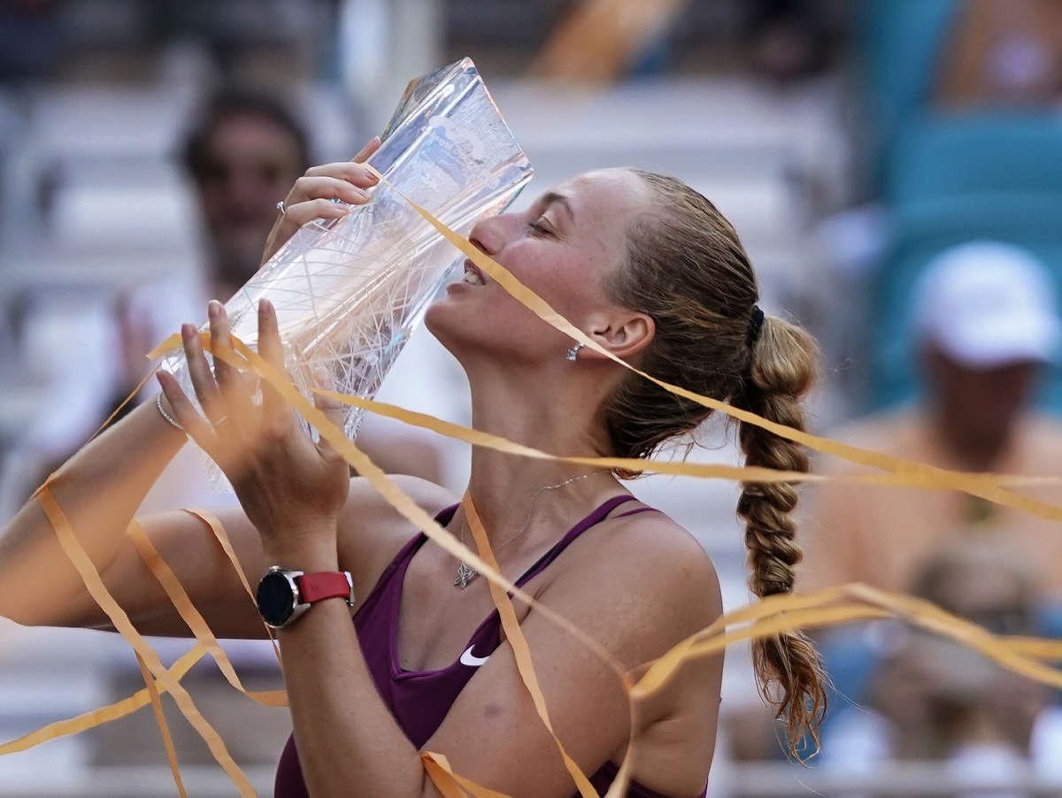 Petra Kvitová sa teší z titulu v Miami