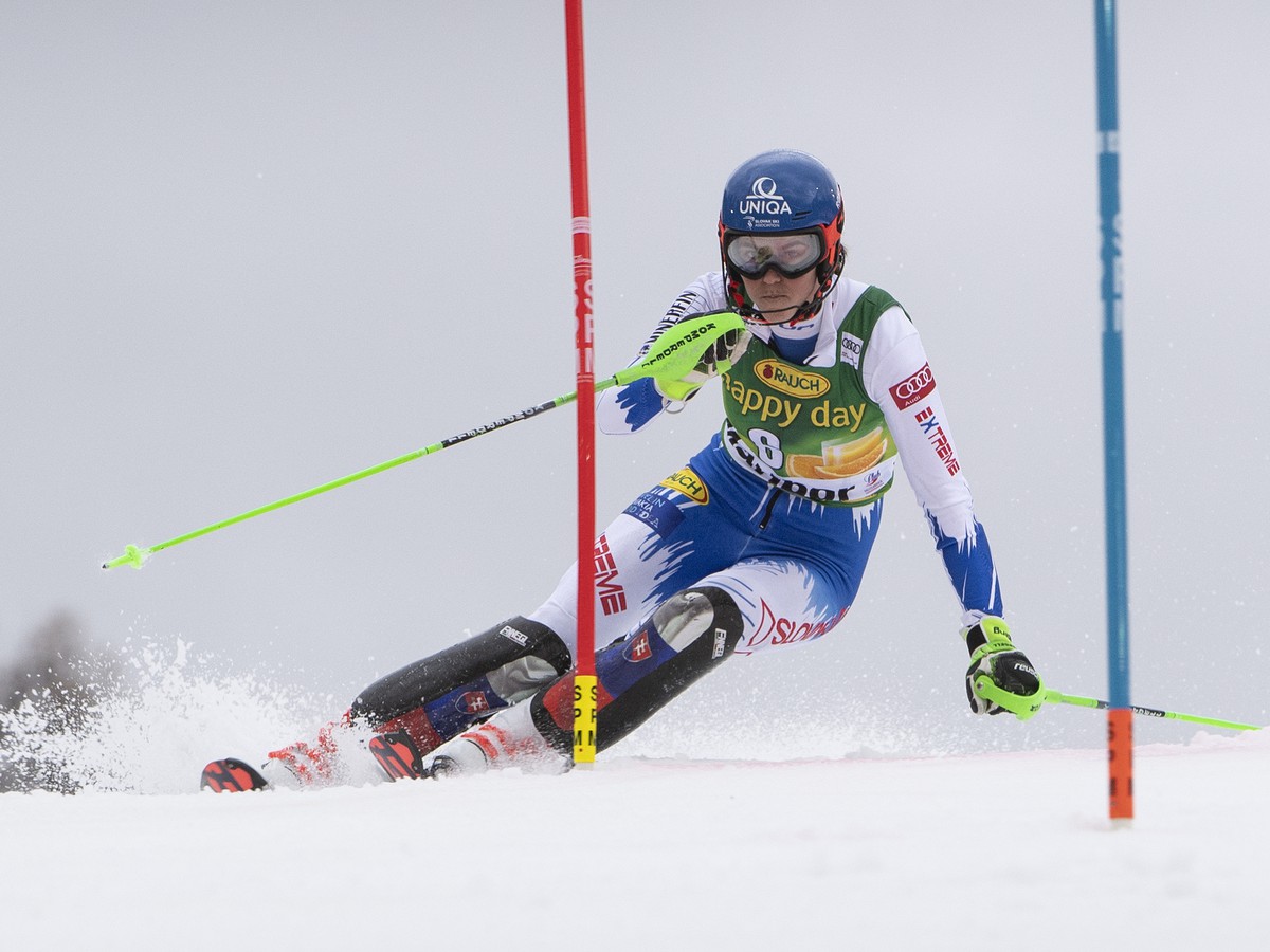 Slovenská lyžiarka Petra Vlhová počas 1. kola slalomu žien Svetového pohára v alpskom lyžovaní v slovinskom Maribore