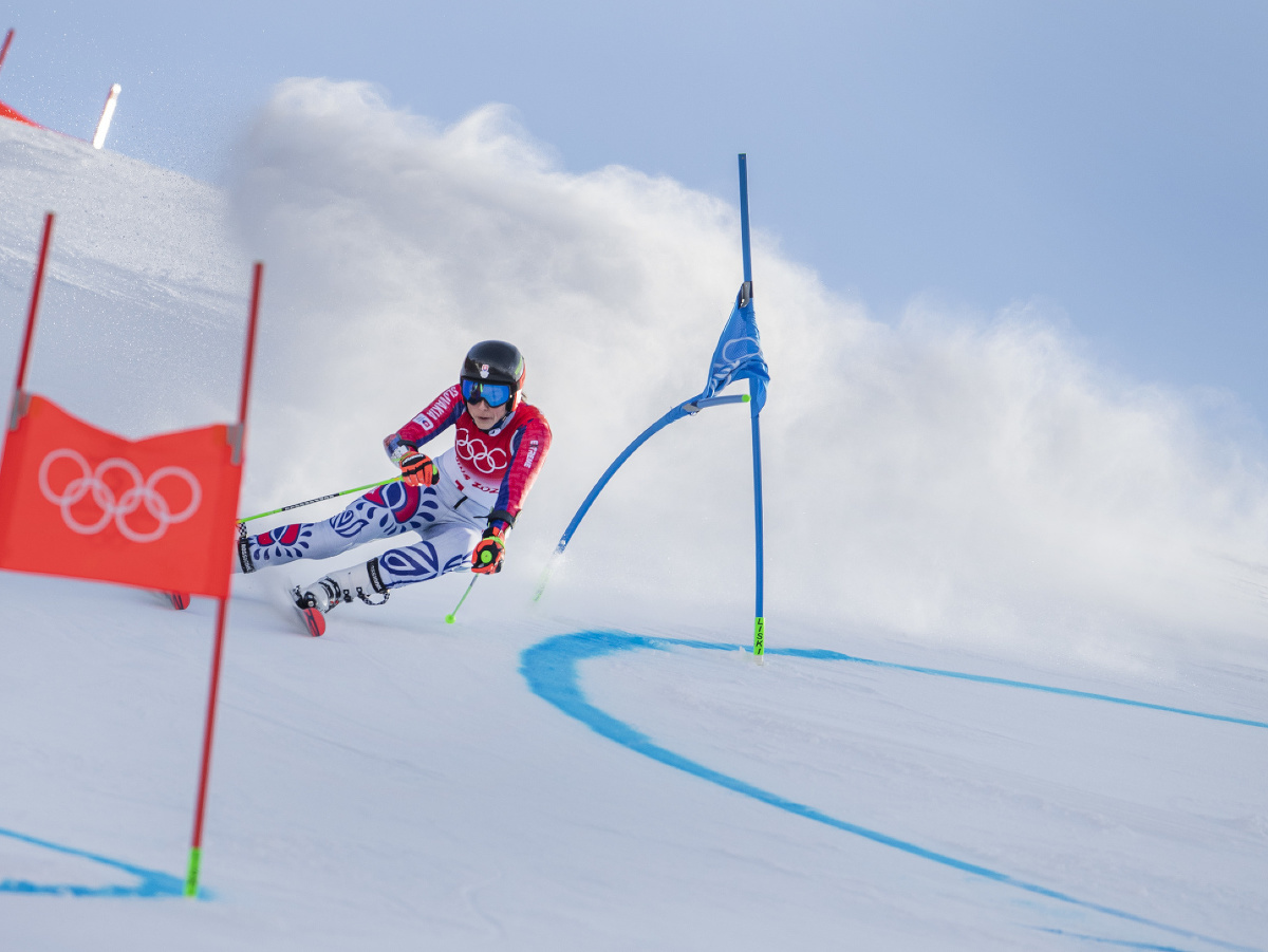 Na snímke slovenská lyžiarka Petra Vlhová počas 1. kola obrovského slalomu v centre alpského lyžovania v Jen-čchingu počas XXIV. zimných olympijských hier 2022 v Pekingu